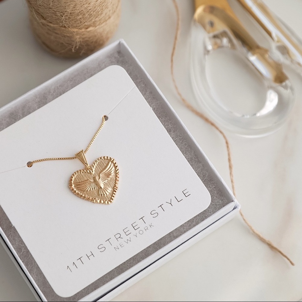 Dove Heart Necklace | 18k Gold Filled - Picture 3 of 8
